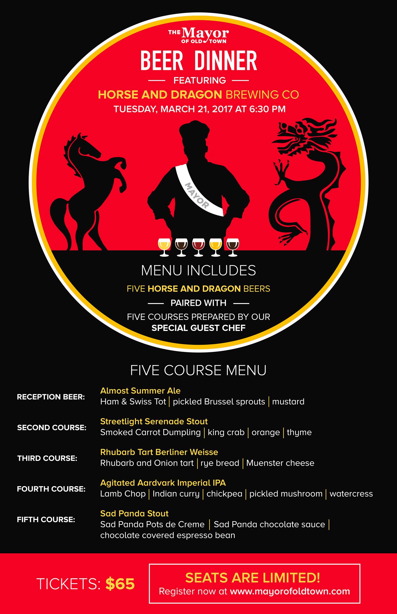Horse & Dragon Beer Dinner with The Mayor of Old Town